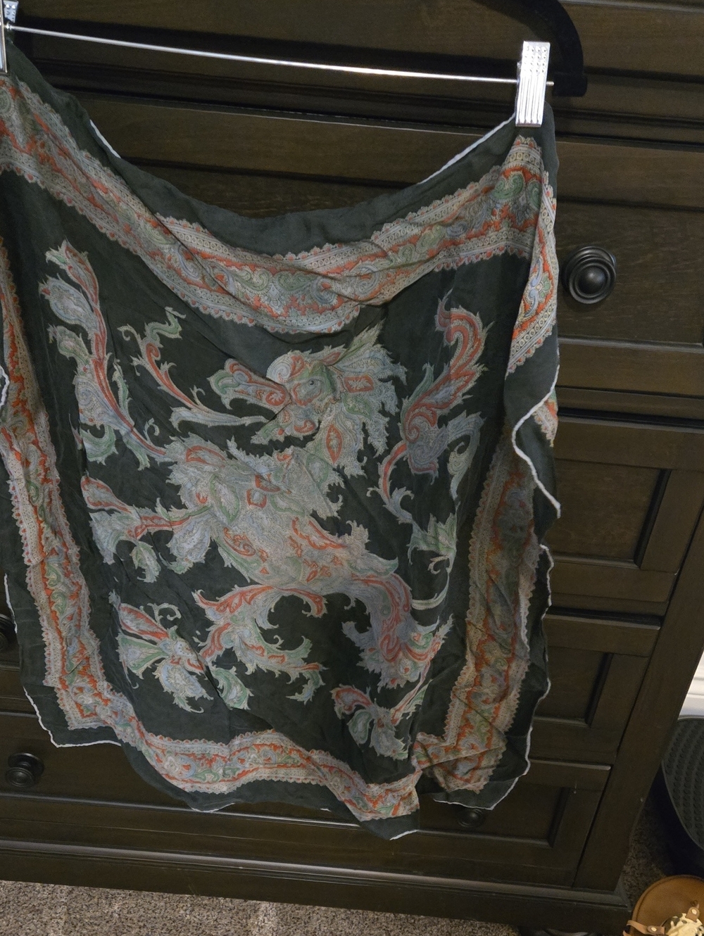 Womens Dark Green Paisley scarf